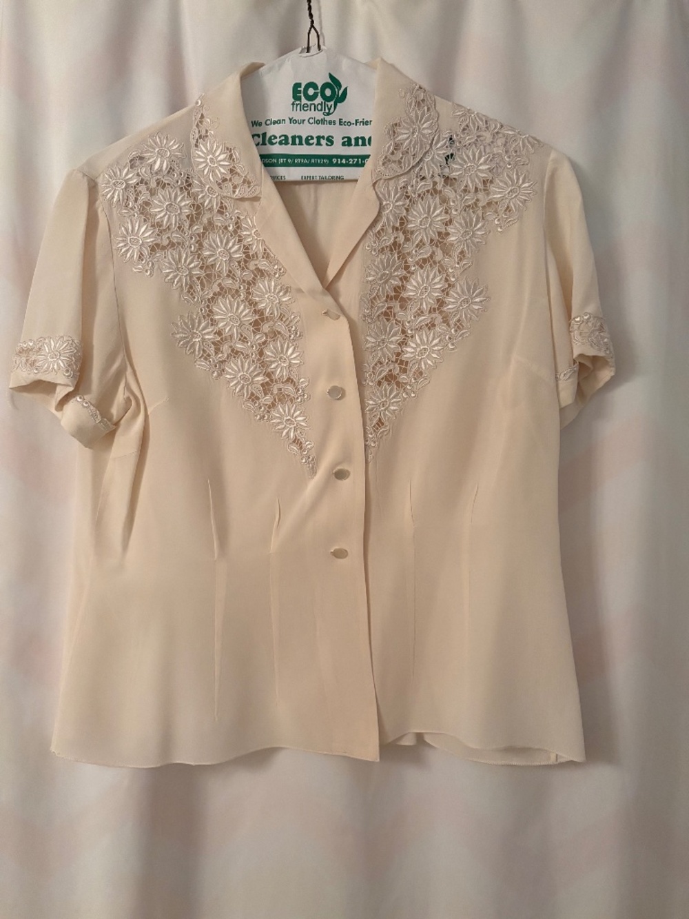 Vintage Unbranded Silk Lace Button Up Top